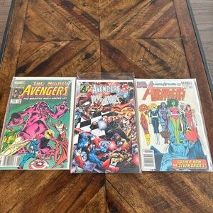 Marvel Avengers Comic Book Trio with Vibrant Covers
